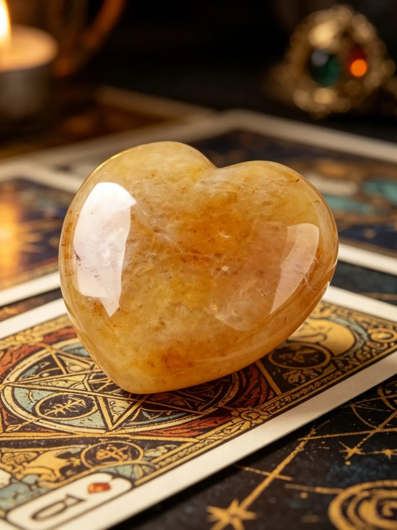 1pc A cute large 4cm/1.57 cm natural crystal yellow jade heart-shaped decorative item hand-polished. It is a healing crystal with positive energy for love, suitable for home decoration, Valentine's Day gifts, and as a mineral collection craft.