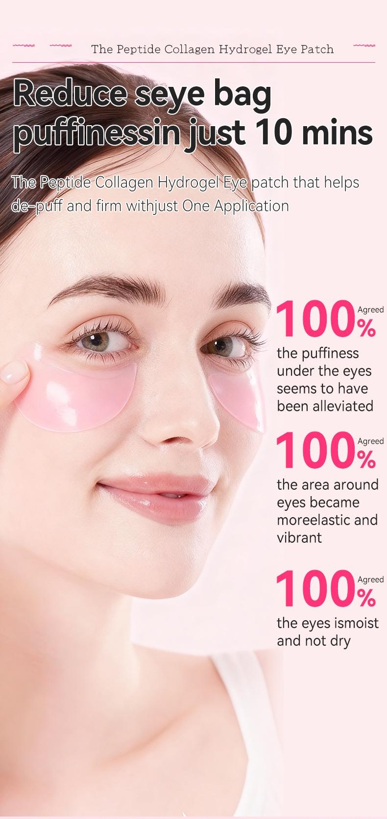 Collagen Peptide Eye Patches for Wrinkles & Fine Line,The Peptide Collagen Hydrogel Eye Patch 60 Patches Reduce Puffiness Hydrate Under- for Puffy Eyes, Dark Circles  Eye Patches -Hydrogel Eye Patches(60pcs)