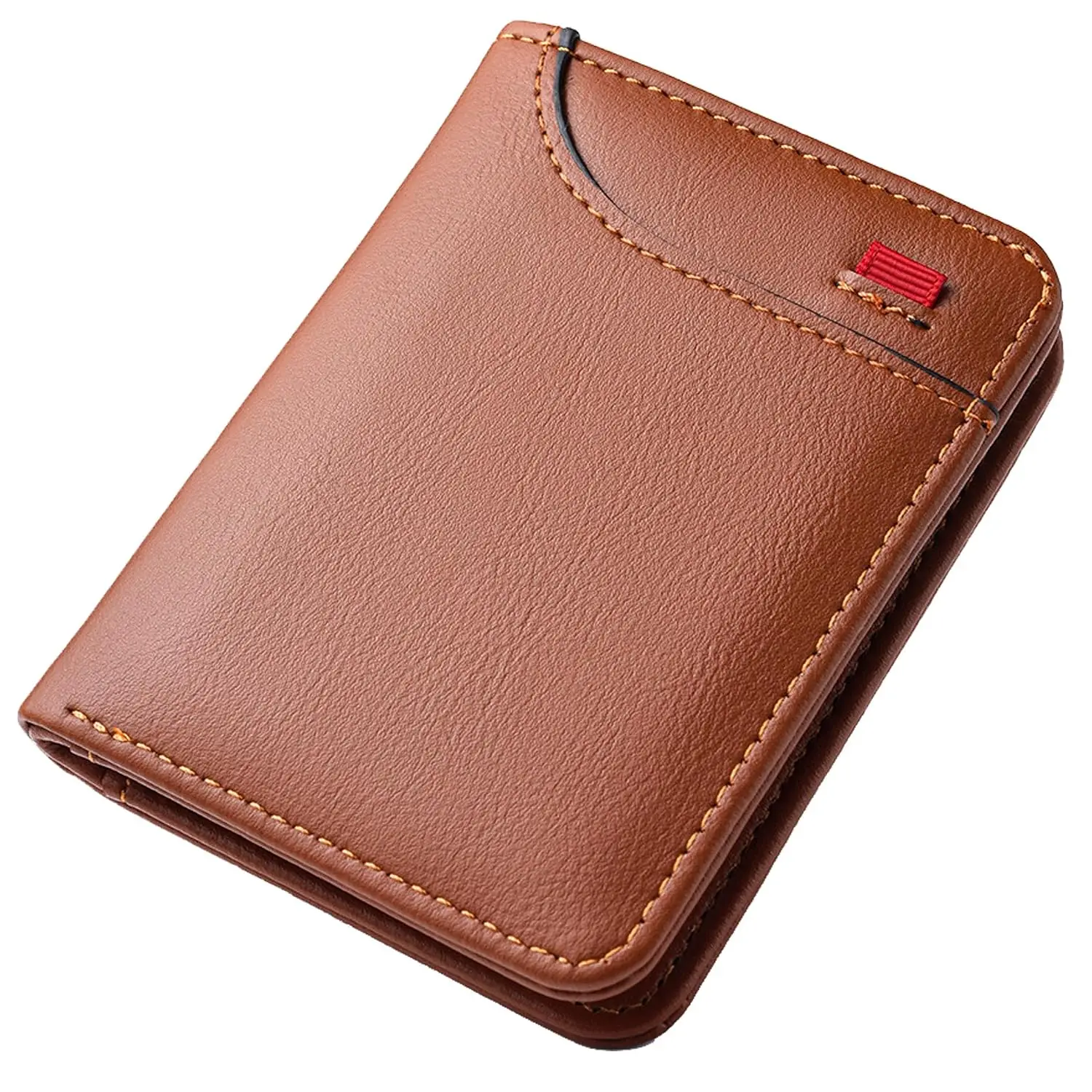 Mini Slim Wallet 5 Card Slots ID Window 1 Money Pocket Faux Leather Thin Compacted