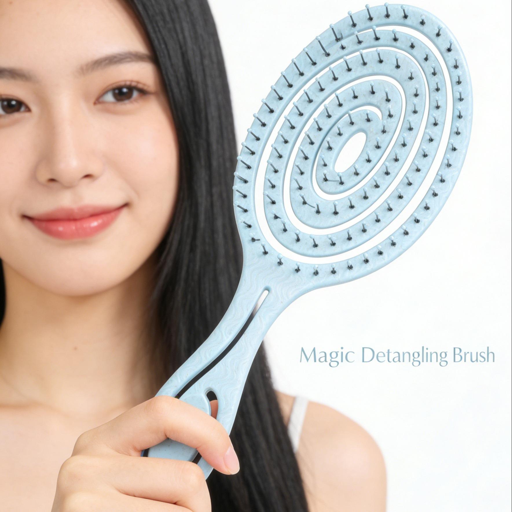 1PC Spiral Detangling Hairbrush TikTok Viral, Unique Hollow Out Vent Brush, Anti-Tangle Fluffy High Volume Comb, No Snag Scalp Massage Brush for Curly & Straight Hair, Dorm Home Use for Women Girls, Beginner Friendly Hot Sale