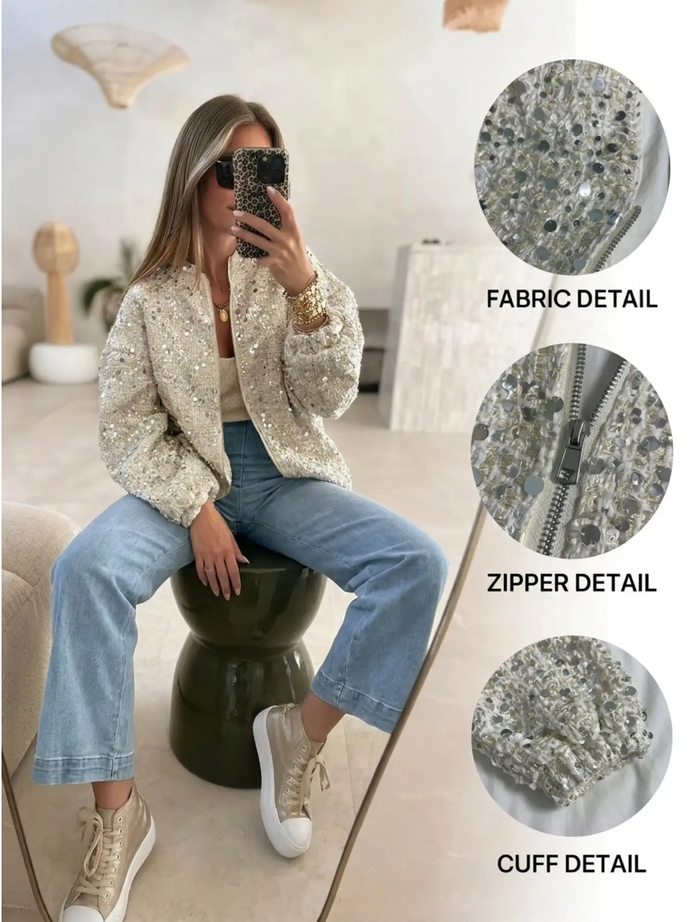 Women's Fashion Plaid Sequin Jacket Coat, Perfect for Parties and Outings, Stylish Outerwear for Special Occasions