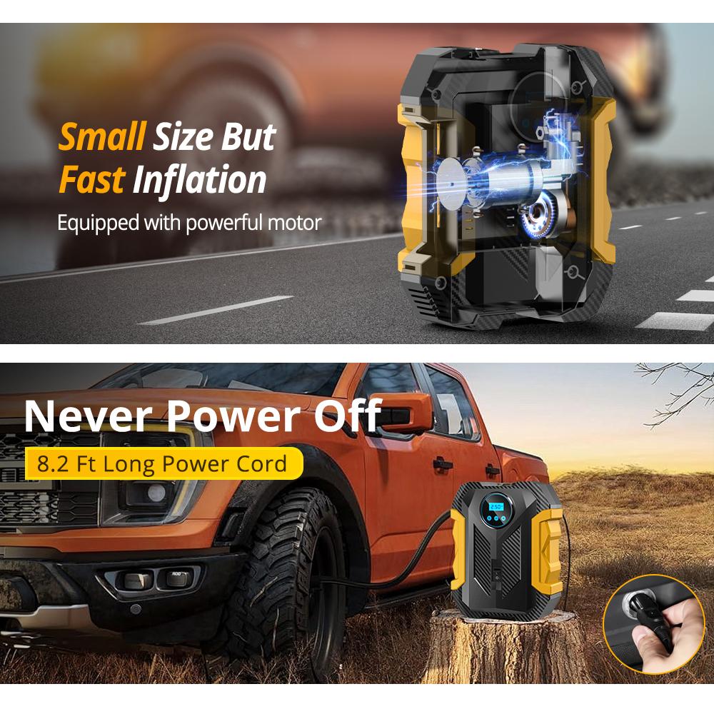 Car Air Pump, 12V 150PSl Portable Car Air Pump withLED Light, Car Tire Inflator, Professional Automobile TireInfator.Car Stuff,Cars Accessories,