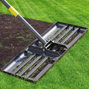 Large Lawn Leveling Rake - Duty 30"x10" Stainless Leveler,Reinforced Welds,28-72", Anti Flipping Edge,for Soil, Dirt,Ground,Golf,Yard Top Dressing,Landscaping