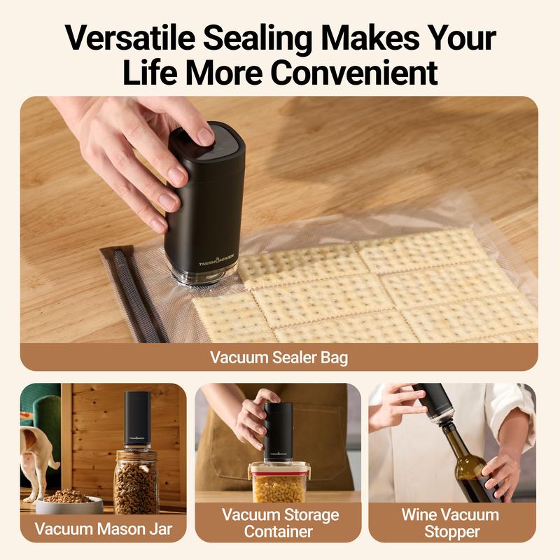 [Mouth Lids Refill Set Only!! No Sealer!!] ThermoMaven Cordless Handheld Vacuum Food Sealer Refill Lids Set, Storage Box and 24 Reusable Mason Jar Lids