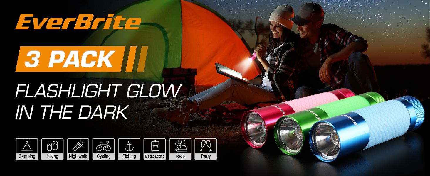 #SpringGlowUp EverBrite Mini Flashlights, Glow in Dark Flashlights, Aluminum LED Flashlights Party Favors Assorted Colors for Camping, Hiking, Indoor, AAA Batteries Included