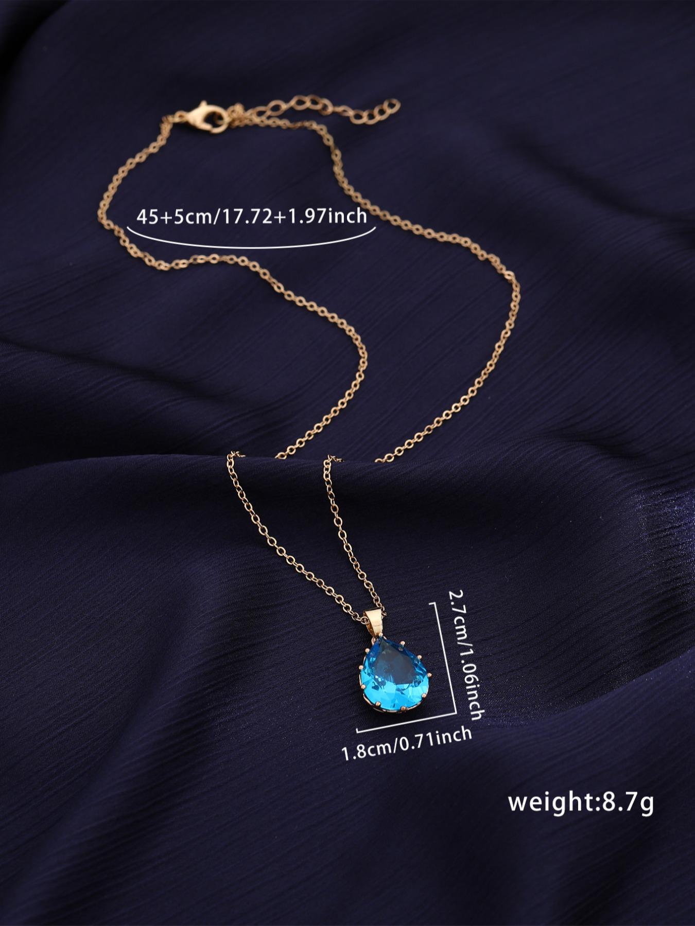 Simple Single Layer Transparent Gemstone Water Drop Crystal Zircon Pendant Necklace, Elegant Jewelry for Women, Perfect Gift Idea