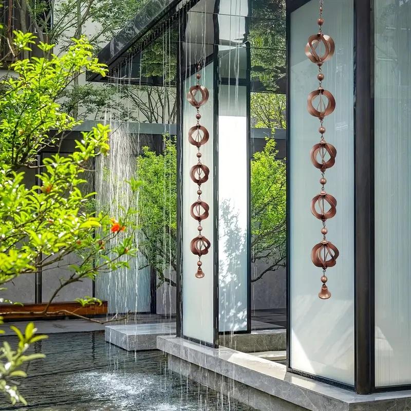 1pc Rain Chain Hanging, Wind Chime, Outdoor Garden Decor, Wall Mounted, Mushroom Design, Rotating Rain Chain, Room & Window Decoration