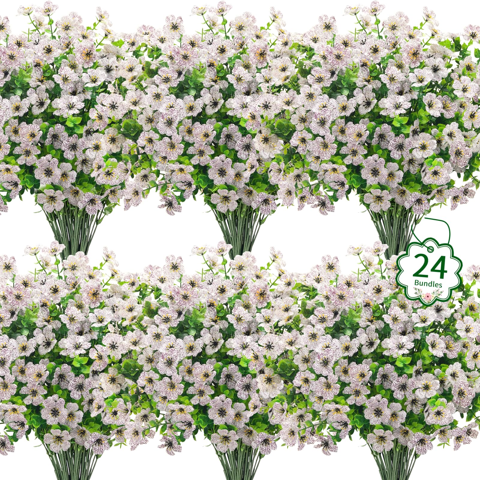 Artificial Flower ( 12/24pcs/set ) ，Mixed Color UV Resistant Fake Flower, Decorative Faux Flower Plant for Home & Garden & Yard，Outdoor Flowers,home decor（without Pot）