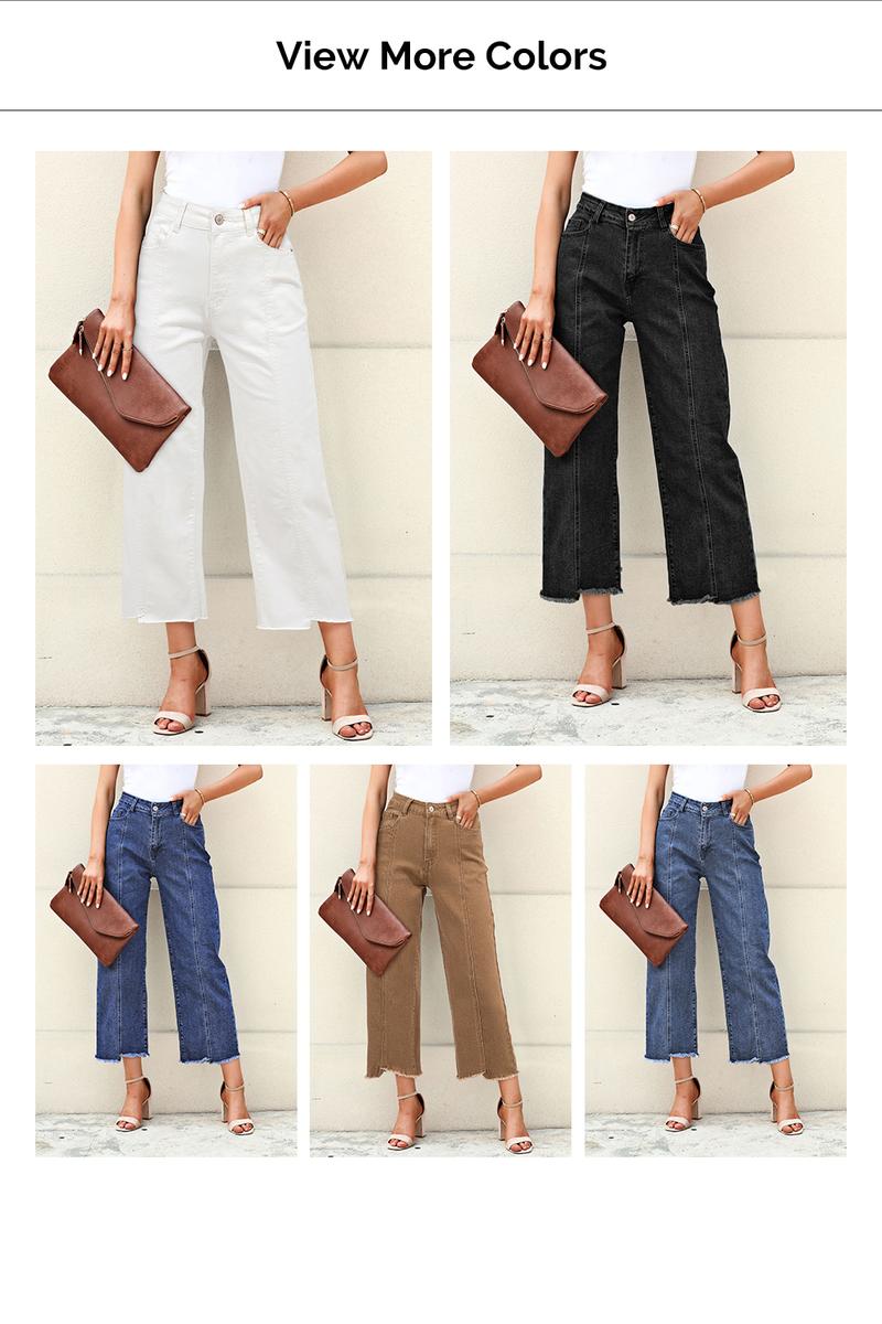 Sidefeel Women's Casual Baggy Jeans High Waisted Comfort Wide Leg Loose Fit Straight Leg Zimbaplatinum Cropped Denim Pants TikTokShopBlackFriday