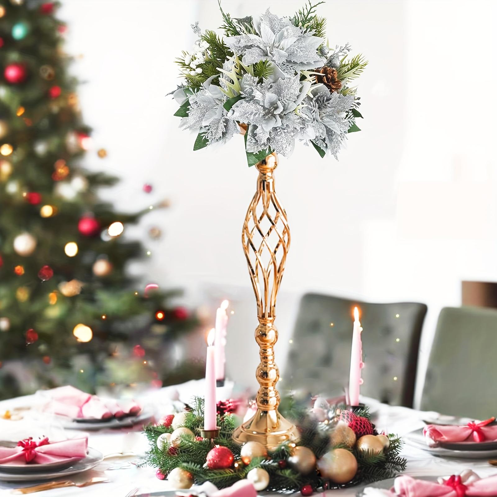 10pcs, Perfect Wedding Banquet Table Centerpiece, Elegant Metal Small Vase, Golden And Silver Bohemian Artificial Flower Decoration Bottle, Multifunctional Flower Stand Candlestick