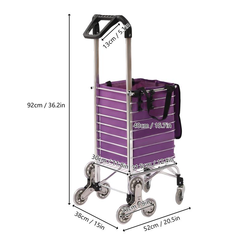 Heavy Duty Folding Shopping Cart with Wheels 40kg Capacity 35L Foldable Grocery Laundry Utility Wagon for Supermarket Picnic Moving Purple Silver