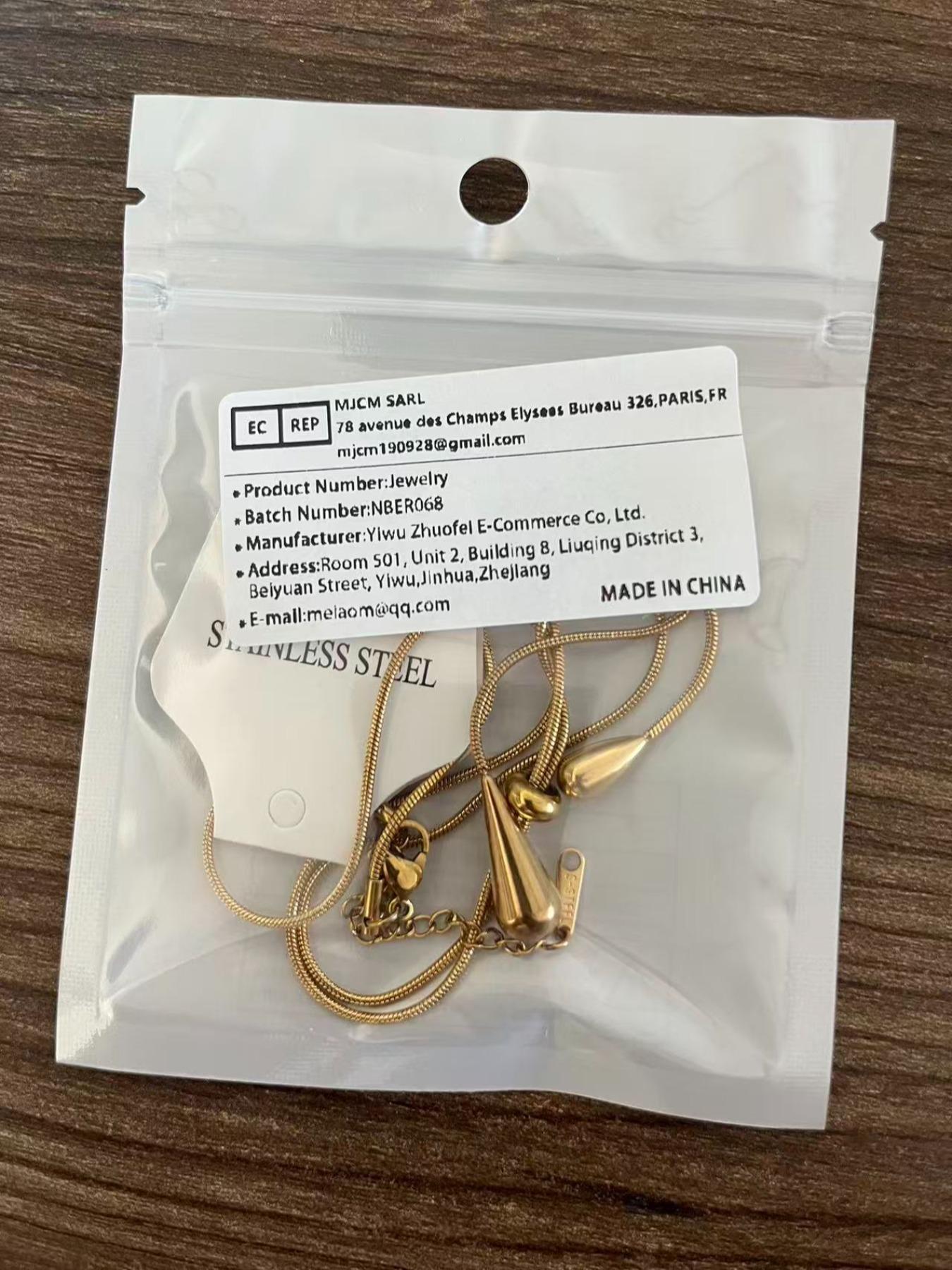 2Pcs 316L Stainless Steel Adjustable Water Droplet Tassels Necklace Earrings Women New Golden Fashion Jewelry Set Party Gifts