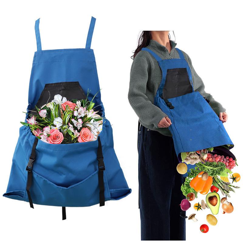 Garden Apron with Large Front Pocket & Harvest Bag, 1 Count Large Capacity Gardening Apron, Tool Organizer, Gardening Pick Bag, Gift for Father & Mother