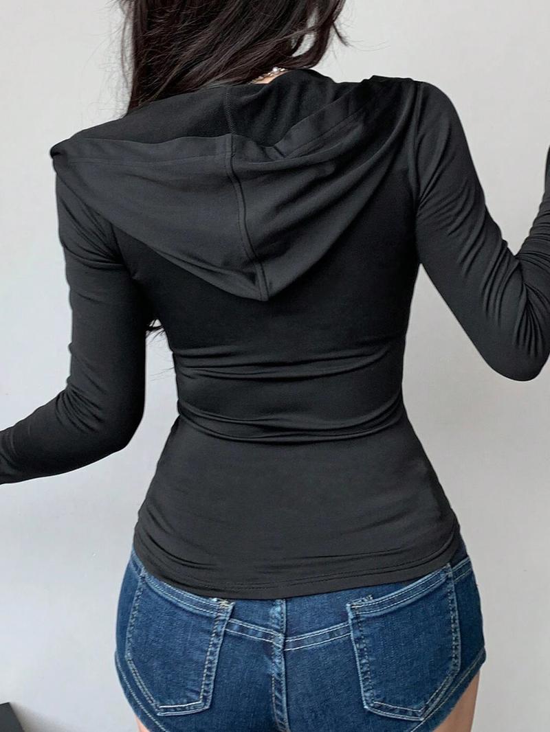 Women's Slim-Fit Hoodie with Butterfly Rhinestone Design, Casual Long Sleeve Pullover for Women, Stylish Ladies' Clothing