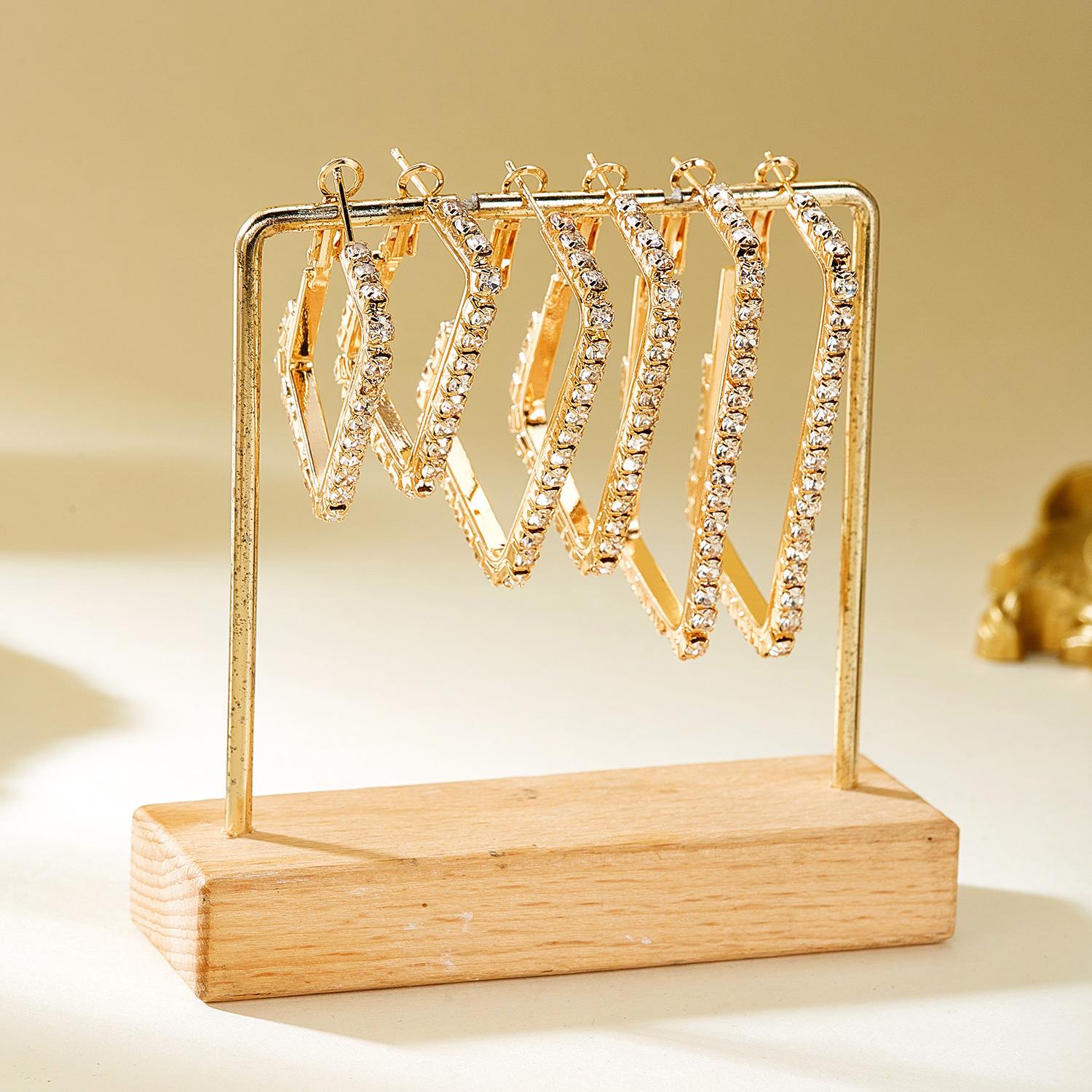 Elegant Rectangular Hoop Earrings Set for Women, Sparkling Rhinestone Geometric Studs, Versatile Fashion Jewelry, Perfect Gift Idea