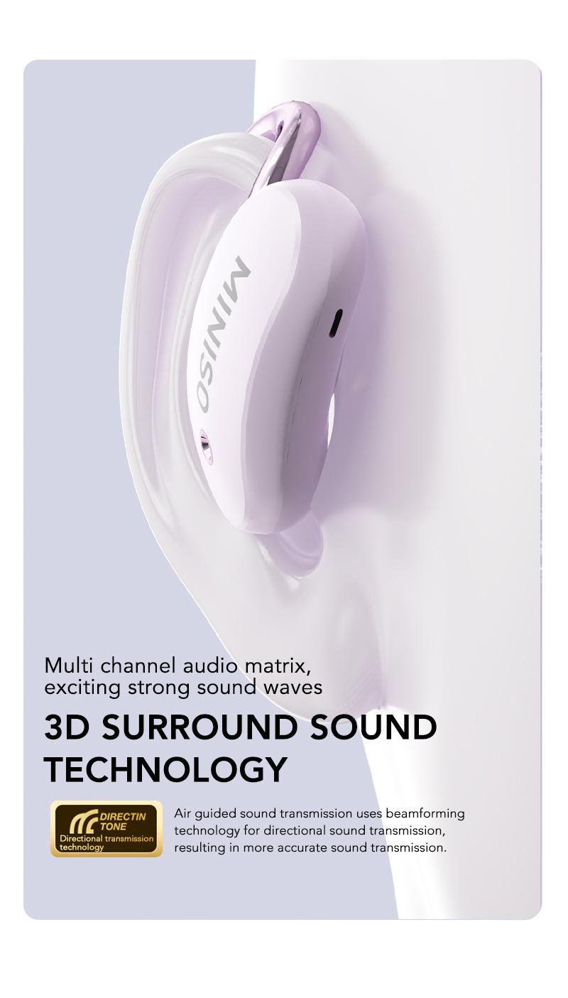 MINISO X68 True Wireless Open Ear Earbuds Bluetooth 5.4 HIFI Sound Quality Sports Headphones OWS Earbuds Gaming with Low Latency Touch Control IPX5 Waterproof With microphone Earphones