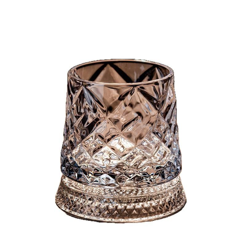 Luxury Whiskey Glass Rotating Cup, Crystal Glass Wine Cup, Home Use Beer Mug, High-End Barware, Elegant Drinkware for Special Occasions