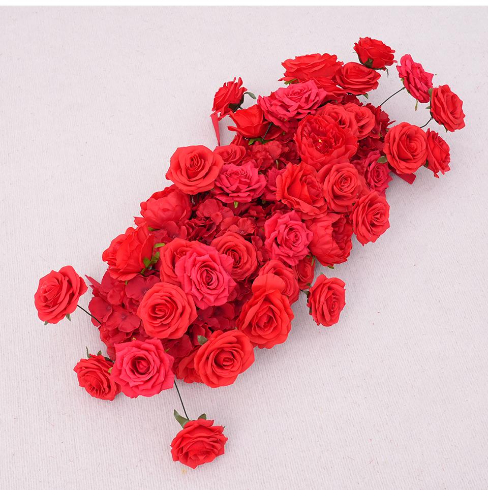 A8869 Luxury Red Rose Floral Arrangement Cloth Base Heart-Shaped Arch Props