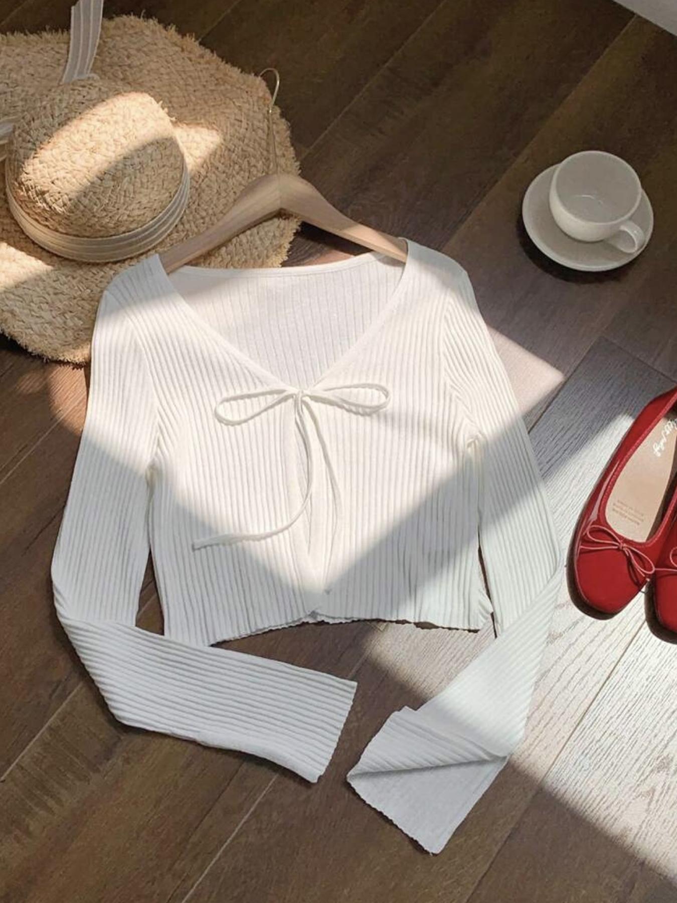 Women's Casual Spring Summer Knit Sweater Cardigan with Tie Front, Loose-Fitting Plain Open Front Jacket for Chic Style and Versatile Wear