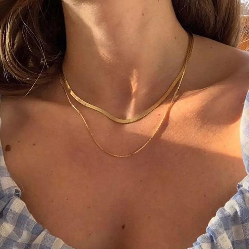 Tasiso 14K Gold Plated Snake Chain Necklace Cuban Chain Necklace for Women Fashion Jewelry for Women Girls Gift Tasiso 14K Gold Plated Snake Chain Necklace Cuban Chain Necklace for Women Fashion Jewelry for Women Girls Gift
