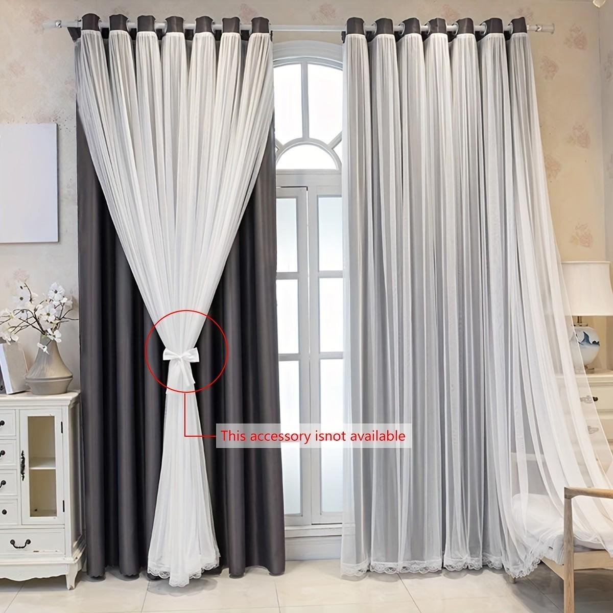 2panels Double Layer Blackout Curtain, Pure Color Two-Piece Design, Top Ring Installation, Ideal for Bedroom, Living Room, Party Decor