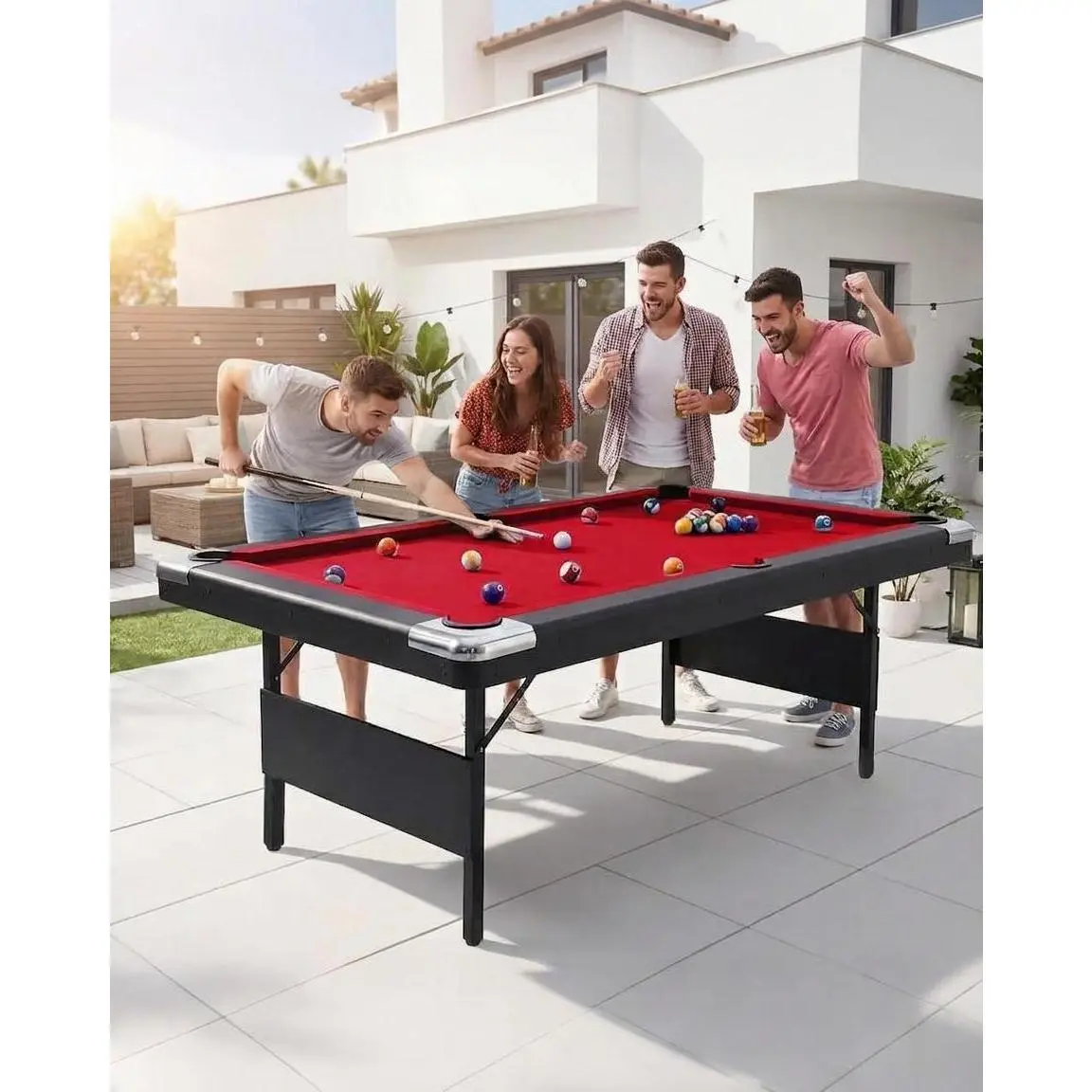 Foldable Pool Table 7 FT Portable Billiards Table for Adults with Full Accessories Set Outdoor Pool Table Game Room Table