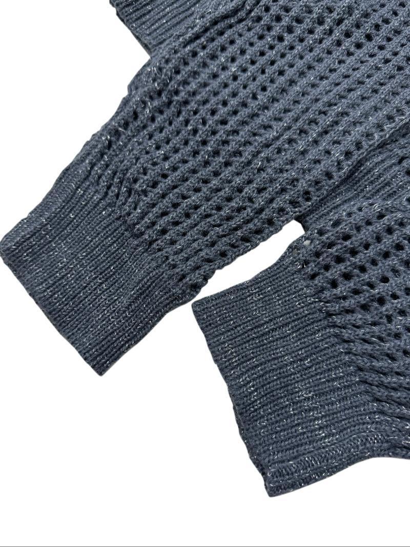 Women's Glitter Hollow Out Sheer Round Neck Sweater Pullover, Casual Long Sleeve Crew Neck Jumper for Fall & Winter, Fashion Ladies' Knitwear for Daily Wear