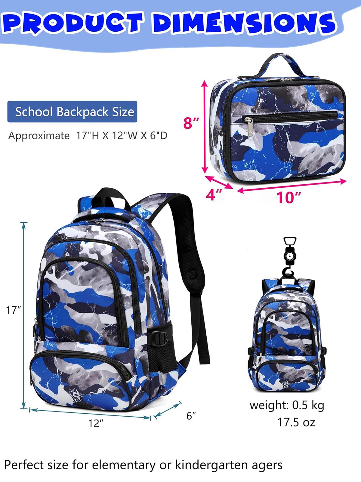 Bluefairy Boys Backpack with Lunch Box Set Kids Bookbag with Lunch Bag ...