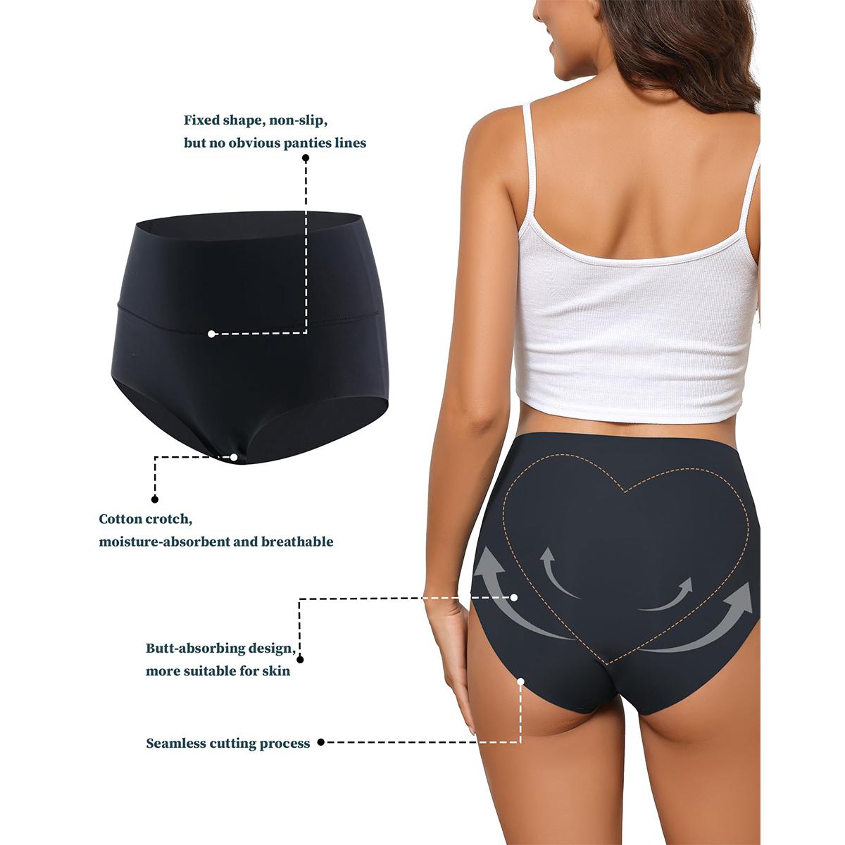 LEVAO Women's Seamless High Waisted Underwear Full Coverage Brief No Show Panties Sexy Comfortable Pantie Multi 6 Pack S-XXL SpringStatements