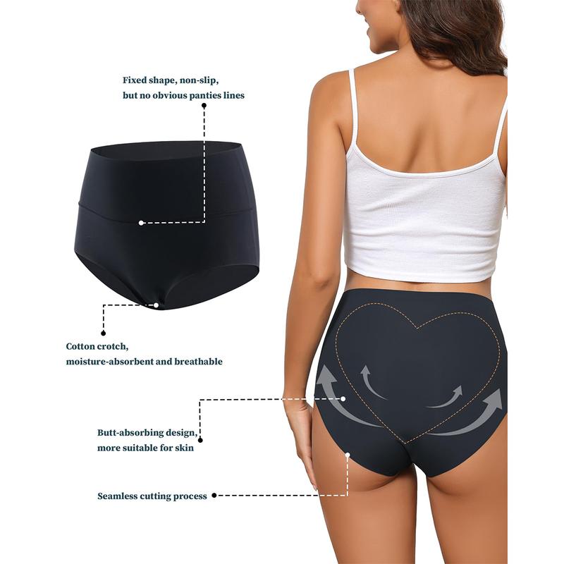 LEVAO High Waist Seamless Underwear for Women Full Coverage Brief No Show Simple Comfortable Panties 6 Pack S-XXL LEVAO High Waist Seamless Underwear for Women Full Coverage Brief No Show Simple Comfortable Panties 6 Pack S-XXL