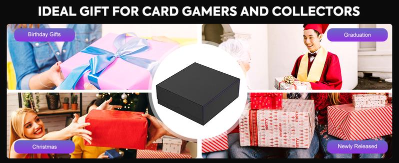 MoKo Trading Card Storage Box, 3000+ MTG Deck Box with 24 Colorful Dividers & 4 Card Supporters, Commander Card Deck Case Fits for Magic Game Cards, YugiOh, TCG, PTG and Sport Cards, Black Purple Holiday Vibes Collectible Dice Tray MoKo Trading Card Storage Box, 3000+ MTG Deck Box with 24 Colorful Dividers & 4 Card Supporters, Commander Card Deck Case Fits for Magic Game Cards, YugiOh, TCG, PTG and Sport Cards, Black Purple Holiday Vibes Collectible Dice Tray