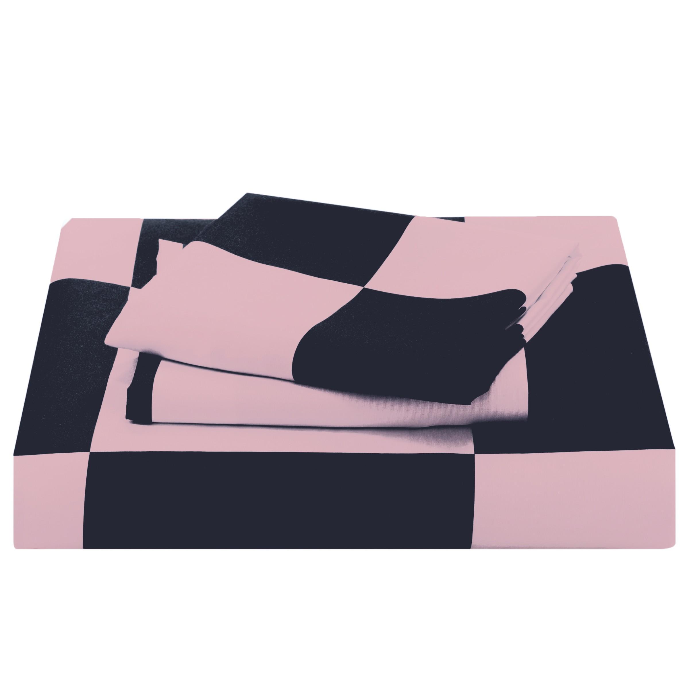 3-Piece Pink & Grey Checkerboard Geometric Digital Print Duvet Cover Set, Includes 1 Duvet Cover and 2 Pillowcases (Without Insert), Soft & Breathable Fabric, Ideal Gift, Ensures Comfortable Sleep.