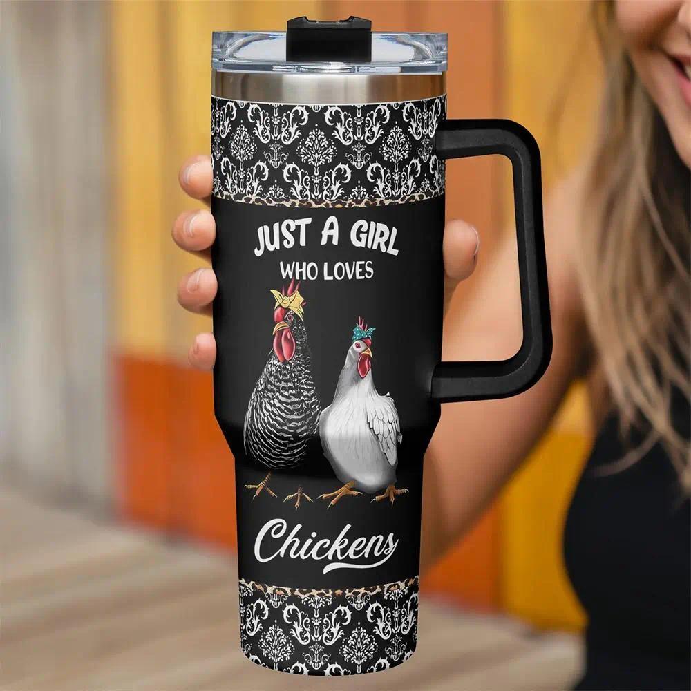 40oz Tumbler, 1pc Gift, Stainless Steel Cup, Insulated and Durable, Chick-themed design, great gift for chicken lovers and is perfect for her, unique birthday gift for women and girls, Chicken-themed Insulated Travel Drinkware funny