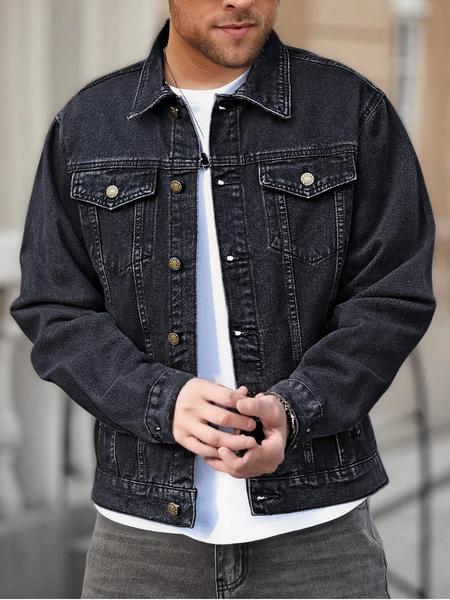 Men's Fashion Casual Lapel Single Button Long Sleeve Denim Jacket, Trendy American Street Style Outerwear, Perfect Gift for Boyfriend