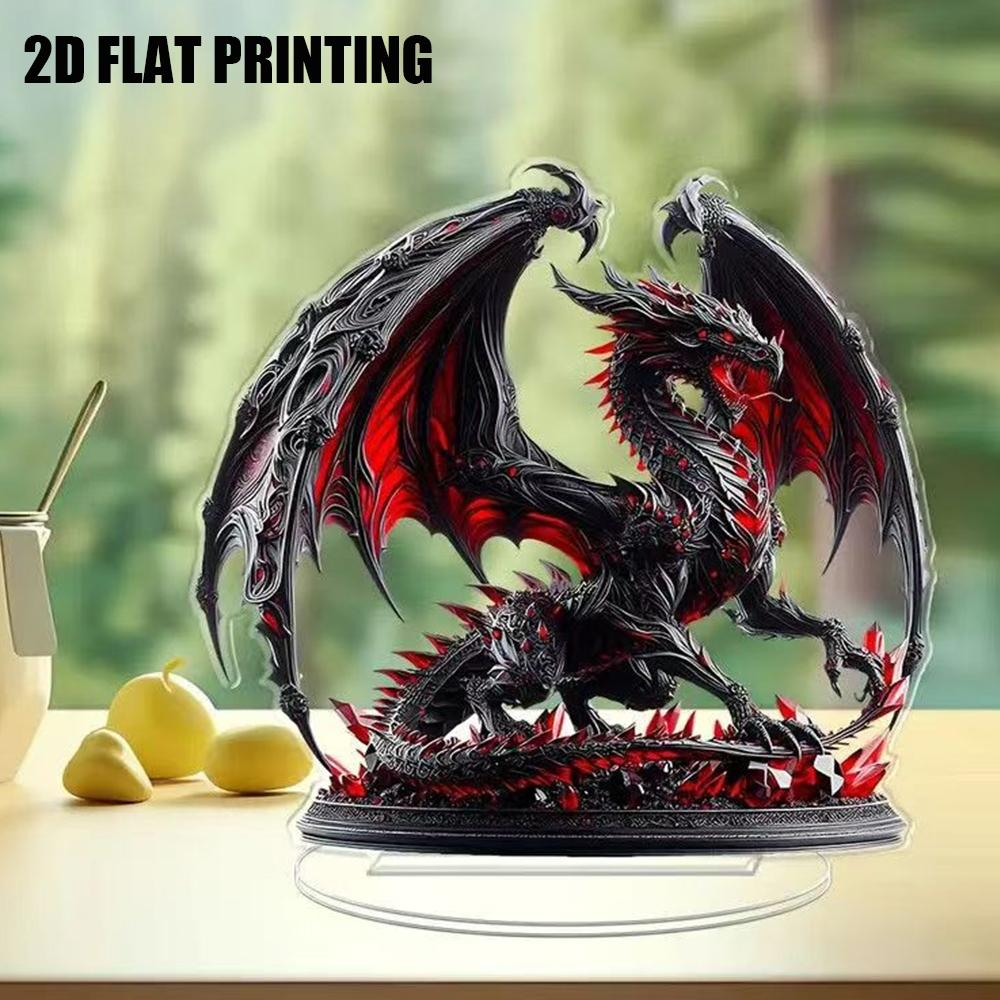 Dark Dragon Theme 2D Acrylic Decorative Ornament, Perfect for Desktop, Fantasy Atmosphere Setup, Ideal for Fantasy Enthusiasts