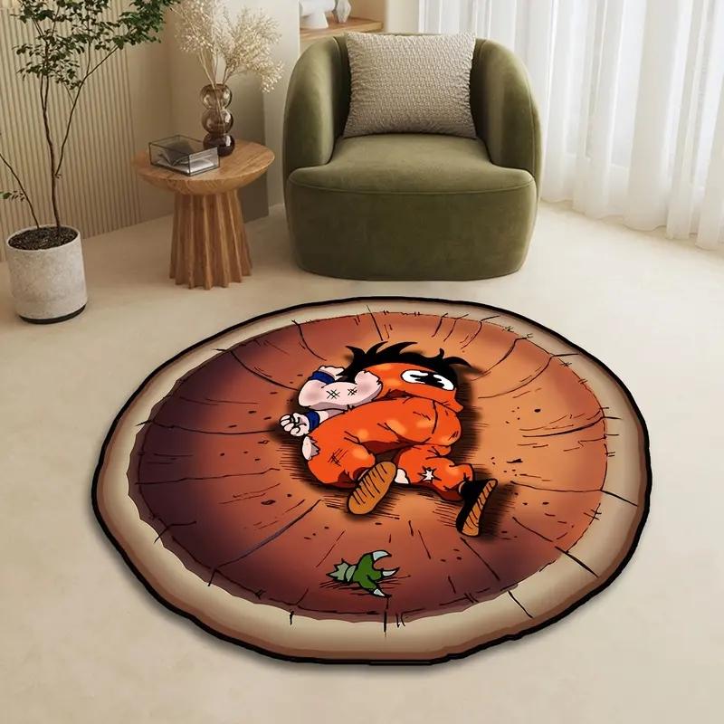 Fashion Anime Character Carpet, Cool Street Style Round Rug, Durable No Fuzz Fabric, Suitable for Living Room Bedroom Closet