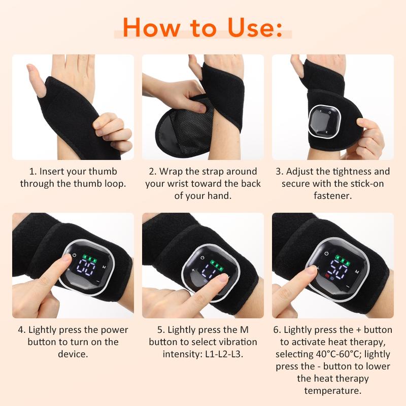 Light Wristband Heating Massage Device, 5 Heat Settings & 3 Vibration Modes, Hand Wrist Massager Home Use
