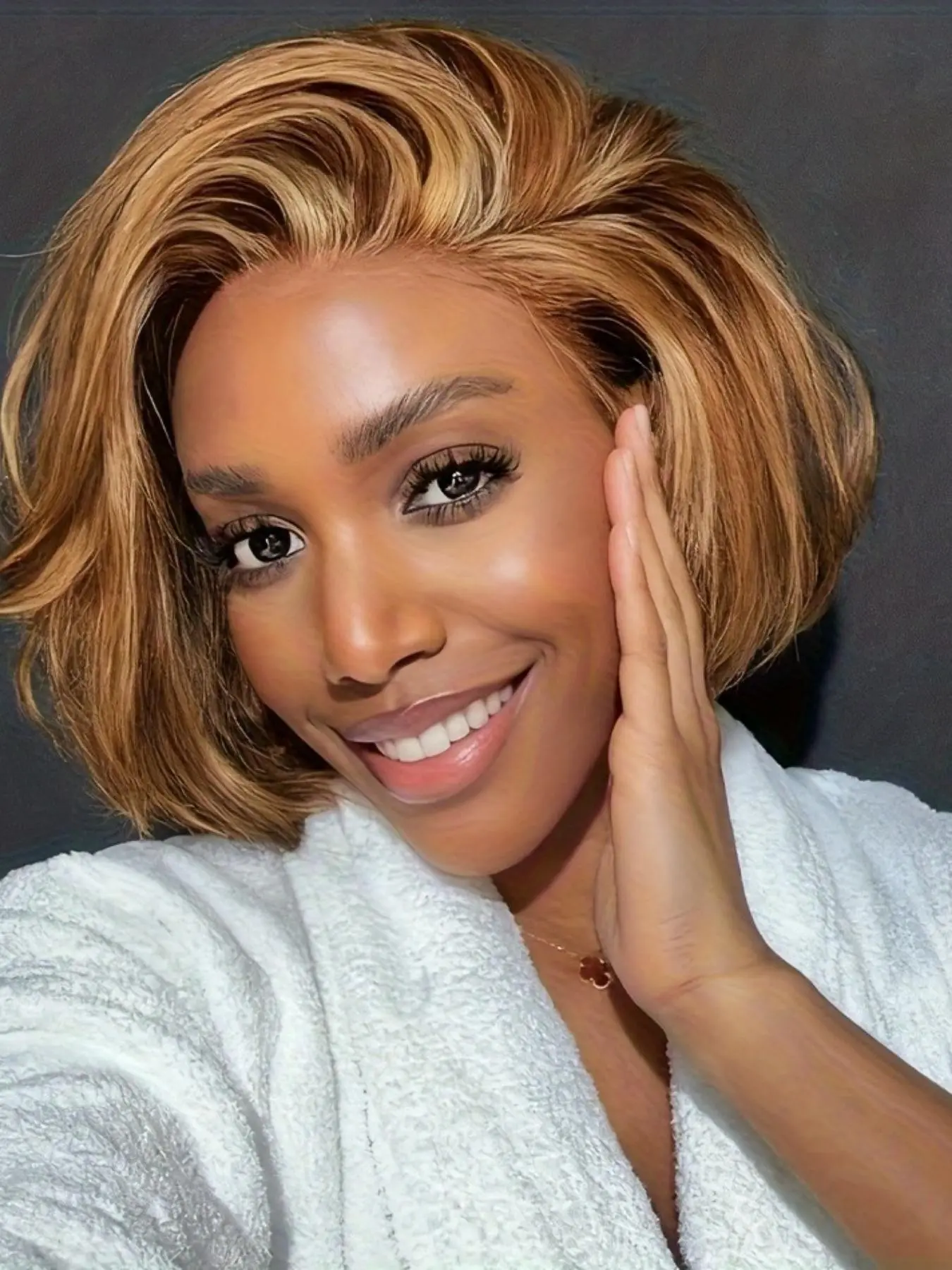 300% 13*4 Super Double Drawn Pixie Wig, 4/30 Color Straight Human Hair, Natural Look, Easy Maintenance, Perfect for Daily Use, Human Hair Wigs