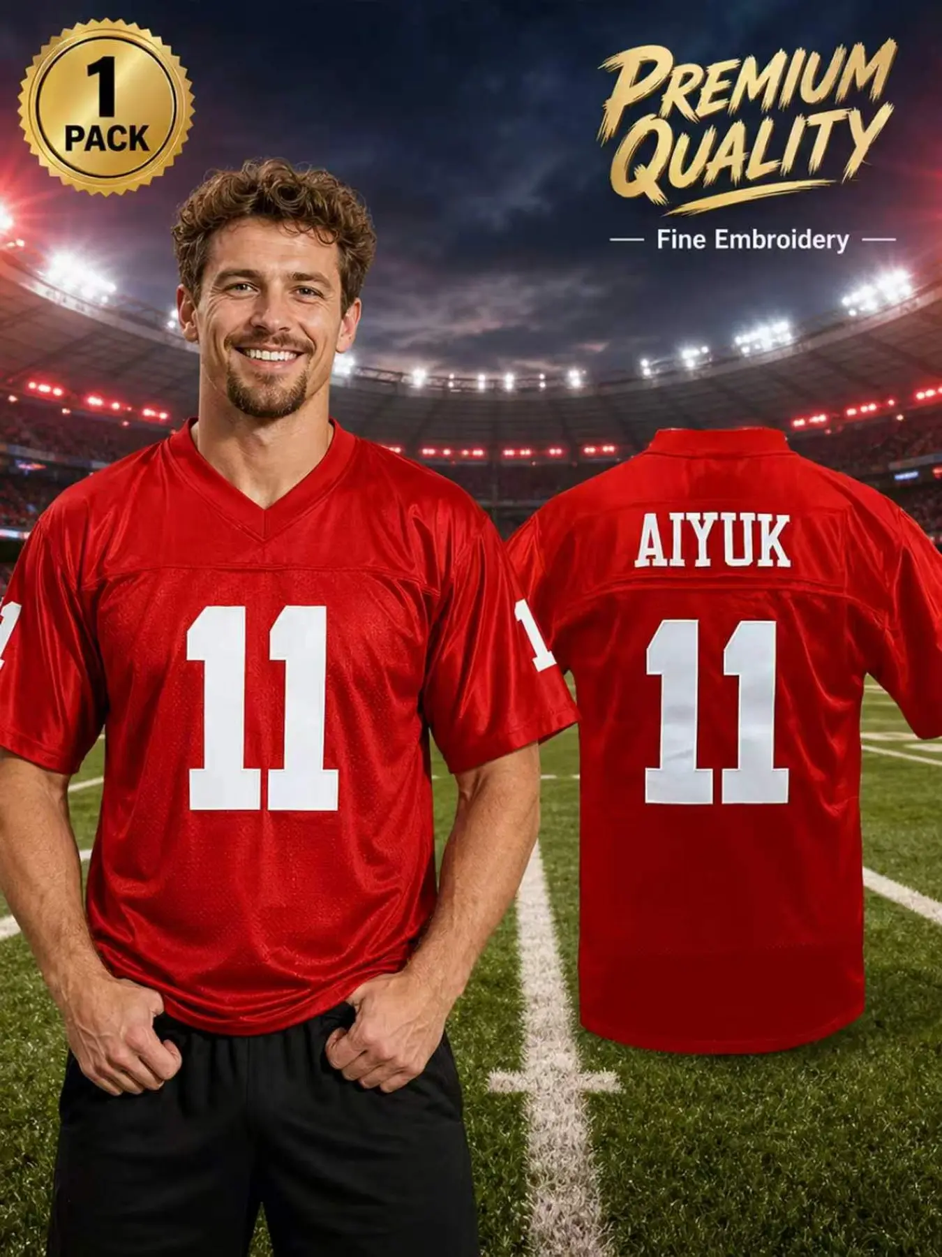 Men's #11 American Football Jersey Number Embroidered Breathable Mesh V-Neck Short Sleeve Fan Edition Sports Uniform for Training Game Day