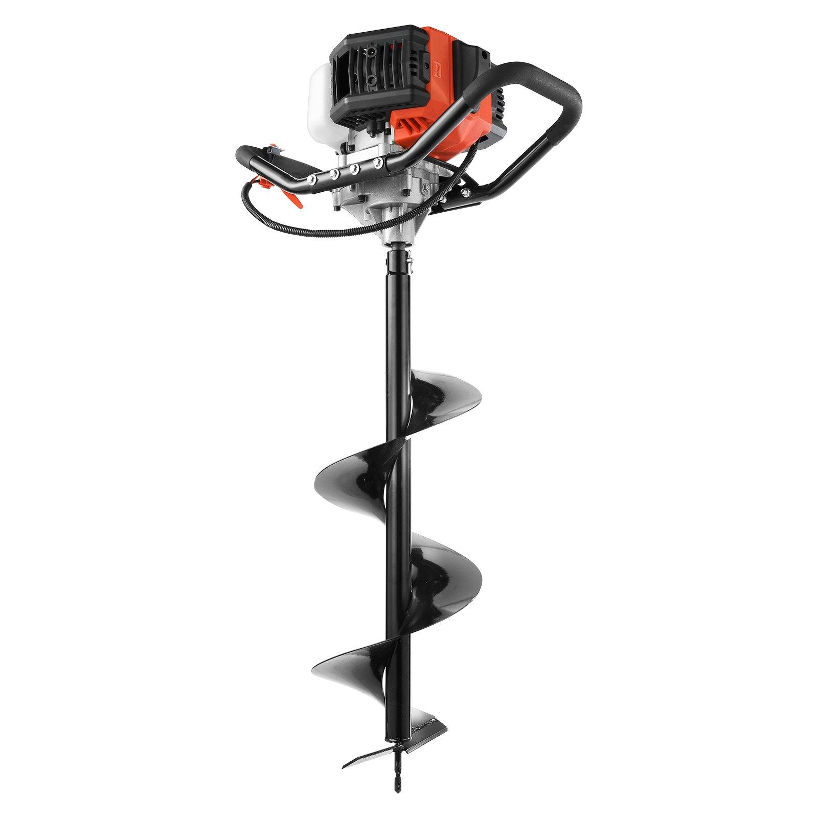 【Summerfinds】VEVOR 52cc Engine Gas Powered Alloy Steel Digger, Quick Shut-Off 1450W Heavy-Duty Post Digging Earth Auger with 6" & 10" Bits, 3 Extension Rods, Abundant Accessories, EPA Listed for Fence Posts, Planting