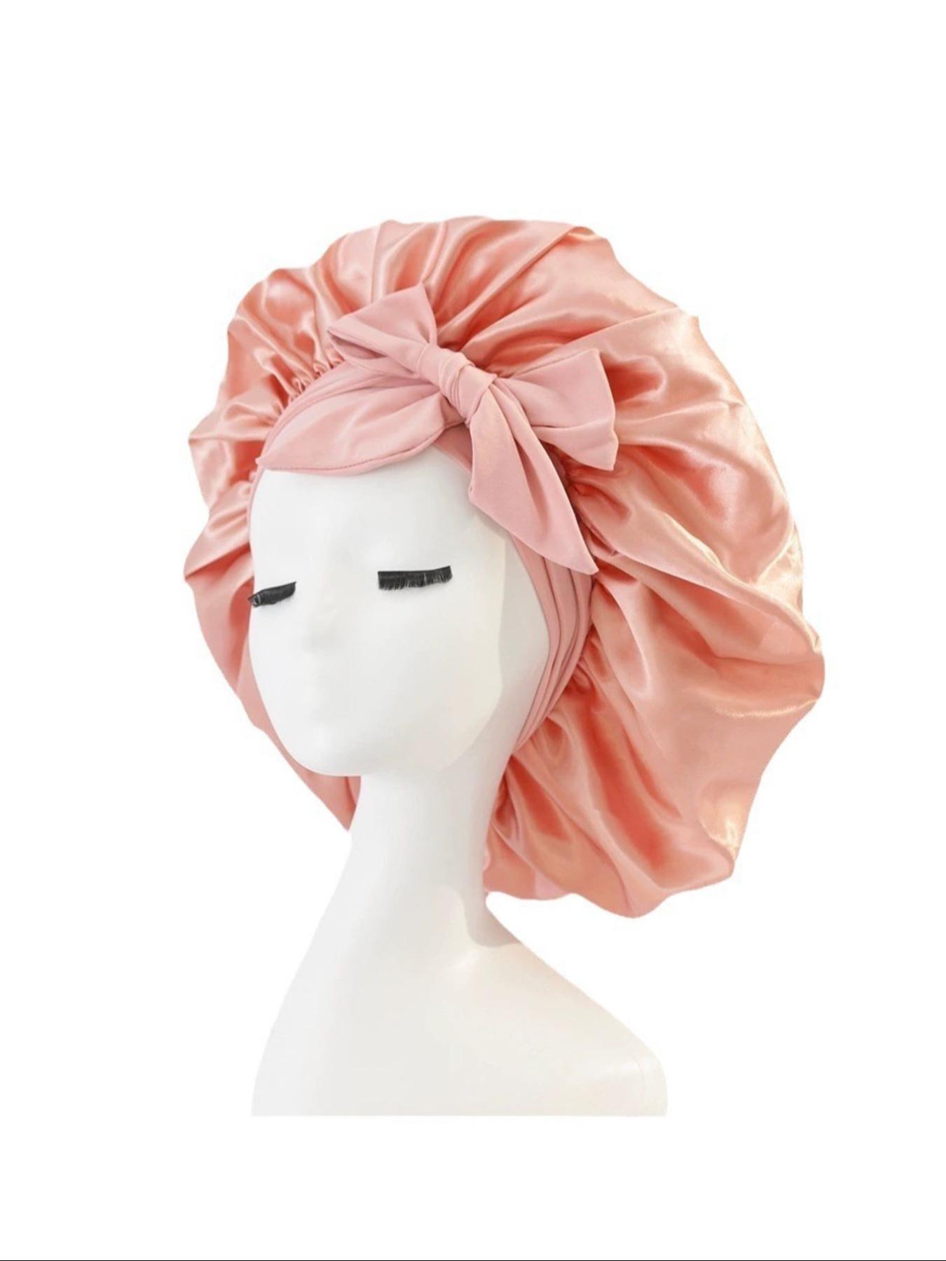 Women's Elastic Band Satin Sleep Cap, Adjustable Satin Bonnet, Silk-Like Bow Hair Hat, Casual Home Daily Hair Care, Soft Stretchy Fabric, All Seasons