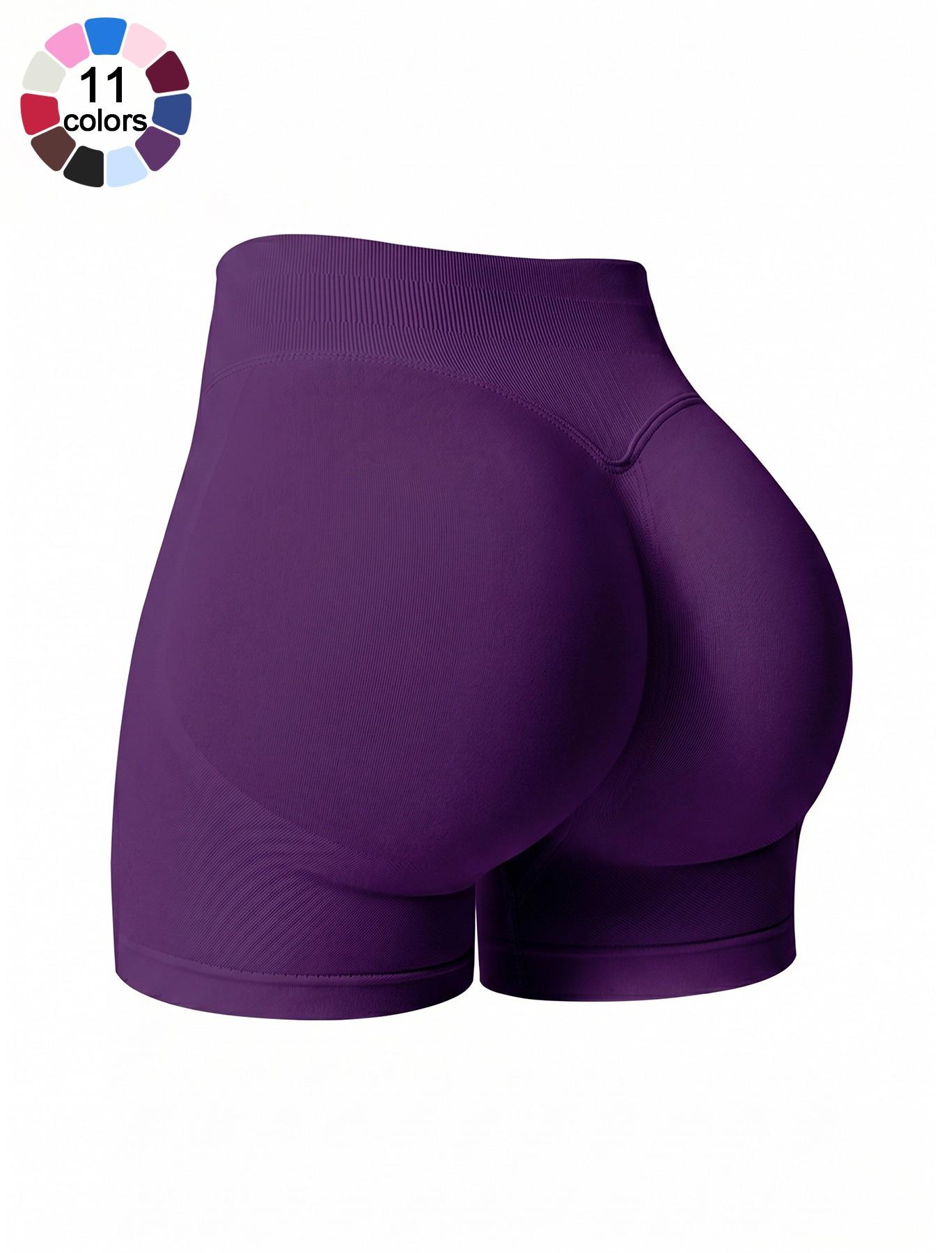 Women's Solid Color Sports Shorts 4 Way Stretch No Show Breathable Soft Comfortable High Waist Butt Lifting Shaping Active Bottoms Shorts Gym Training Seamless Peach Butt Shorts Outdoor Running Cycling Indoor Pilates Daily Versatile Yoga Shorts