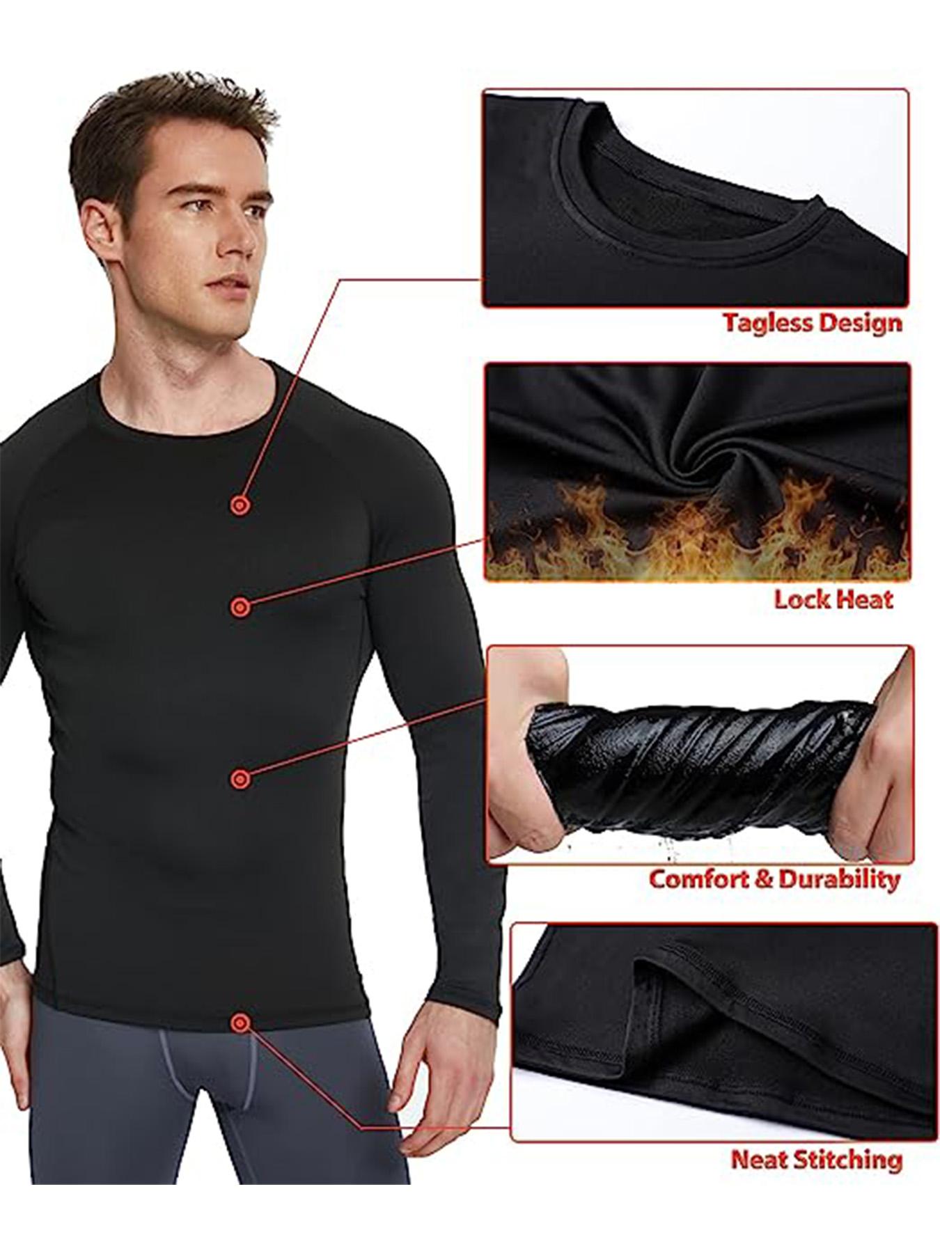 1 Pack Men's Thermal Compression Shirt Fleece Lined Long Sleeve Athletic Base Layer Cold Weather Gear Workout Top