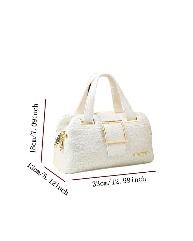 2026 New Bordeaux Boston Bag, Lace Crocodile Texture Embossed Pillow Bag, Luxury Handbag for Women, Crossbody Shoulder Bag