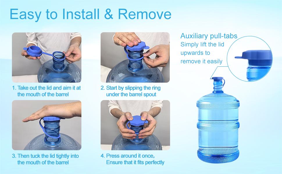 5 PCS 3 & 5 Gallon Water Jug Cap, Upgrade Reusable Replacement Caps, Non Spill Lids for 55mm Water Bottle