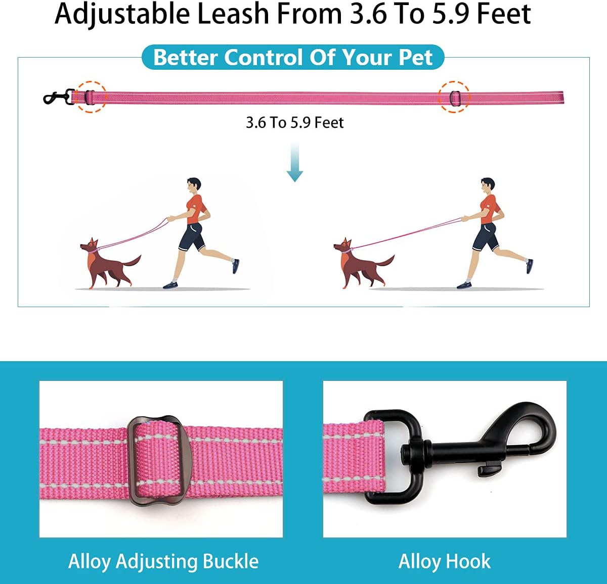 Dog Collar and Leash Set with Safety Locking Buckle, Nylon Pet Collars Adjustable for Small Medium Large Dogs, 3 Sizes,Dog Collar with Safety Locking Buckle, Adjustable Soft Breathable Nylon Collars for Small, Medium and Large Dogs