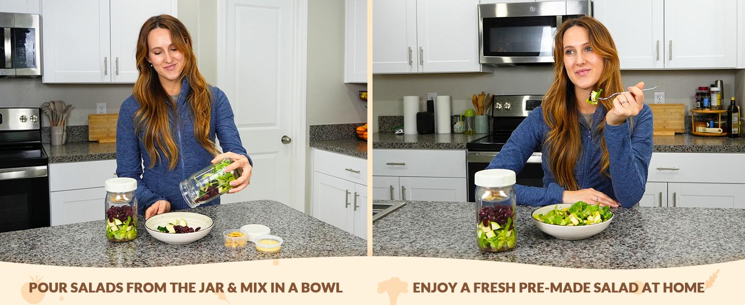 SOLIGT Glass Salad Jars with Lids, 4 Pack 32oz, Leakproof Container for Lunch - Two Small Built-in Boxes with Wet/Dry Separation for Salad Dressing and Dry Ingredients, Mason Jars for Meal Prep Christmas Gift Ideas SOLIGT Glass Salad Jars with Lids, 4 Pack 32oz, Leakproof Container for Lunch - Two Small Built-in Boxes with Wet/Dry Separation for Salad Dressing and Dry Ingredients, Mason Jars for Meal Prep Christmas Gift Ideas