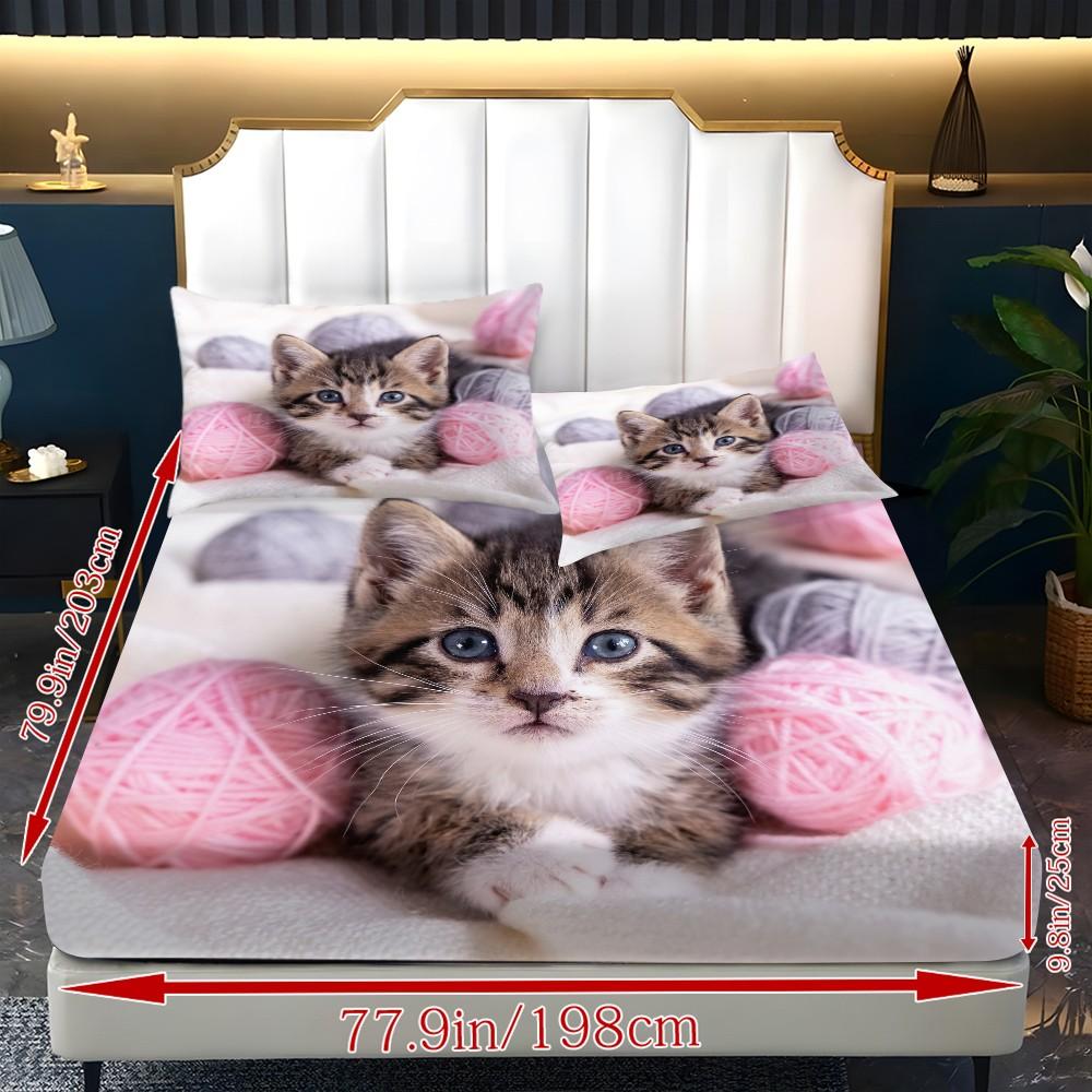Bed Sheet Set (1 Fitted Sheet + 2 Pillowcases), Modern Style, Comfortable and Aesthetic, Suitable for Dorms and Hotels, All Seasons, Bed Sheets Set