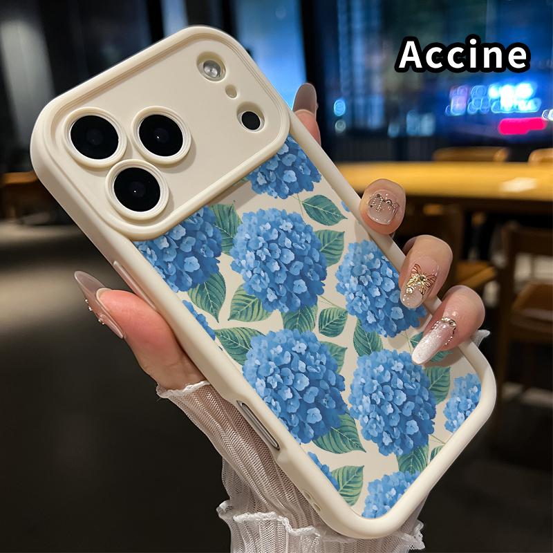 Blue Hydrangea Dream Pattern TPU Phone Case for iPhone 17 Pro Max 16 15 14 Plus 13 12 Mini 11 XR X XS Air E Shockproof Non Slip Military-Grade Protection Silicone Cover Smartphone Casing