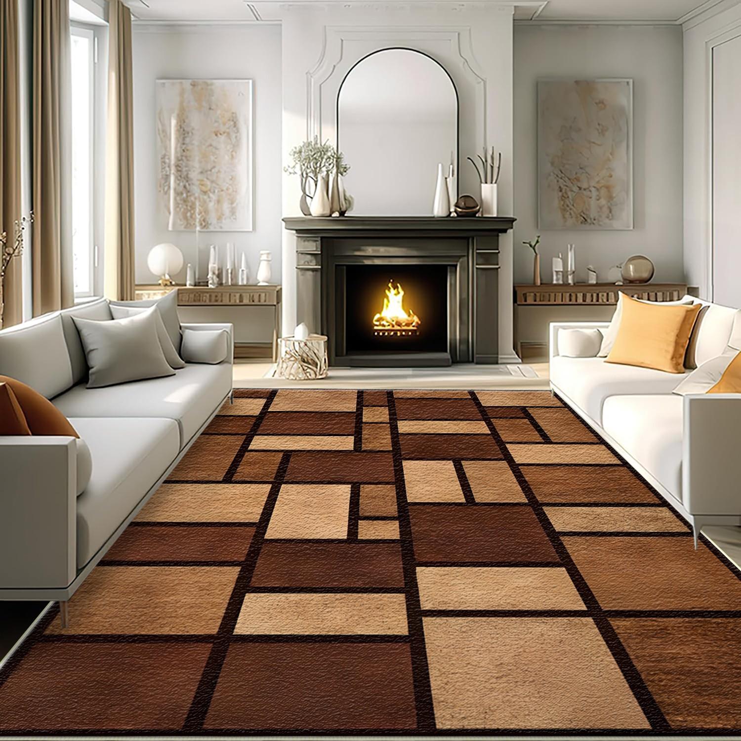 1PC Rectangular Tiled Area Rug, Easy to maintain, easy to clean, machine washable carpet floor mat, Suitable for all seasons, Home decoration, suitable for living room, bedroom, dining room, hallway, balcony, Room Decor